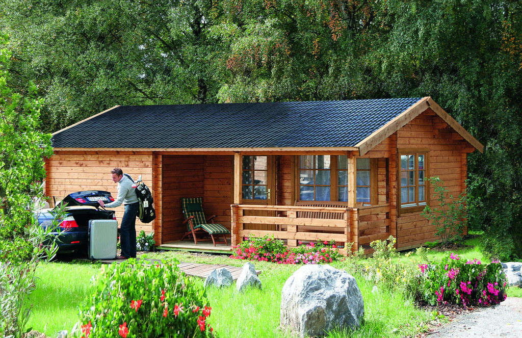 Wohnen, Haus, Kabine, Blockhütte, Person